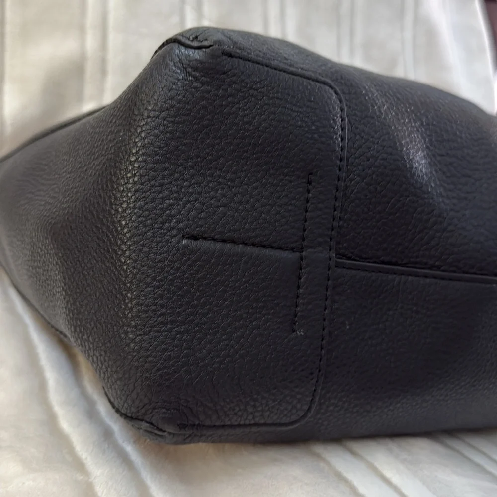 Tory Burch Perry Black Pebble Leather Hobo Shoulder Bag